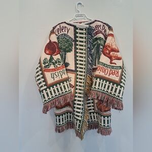 Upcycled Handmade Tapestry Vegetable Patch Jacket